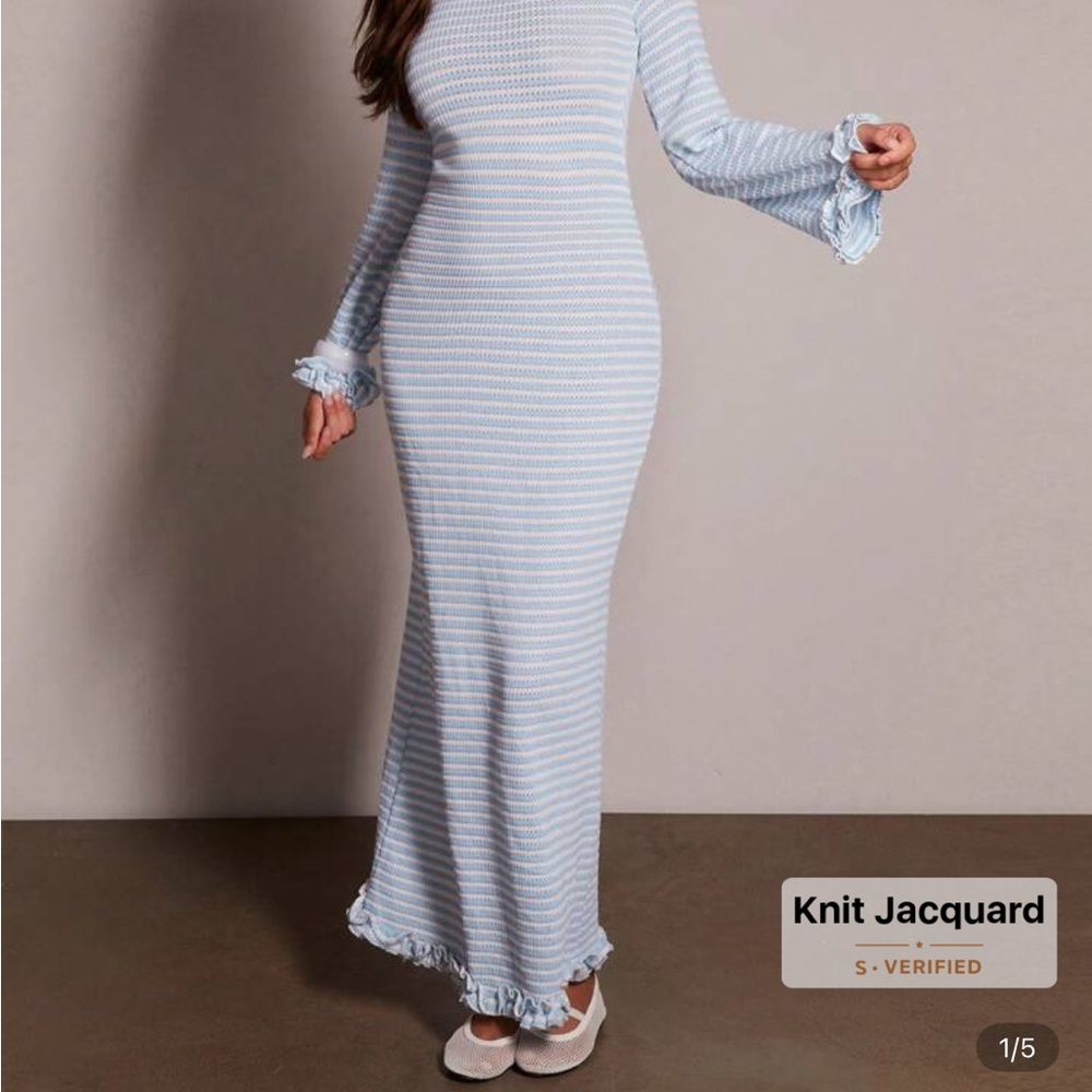 SHEIN Blue and White Striped Maxi Dress